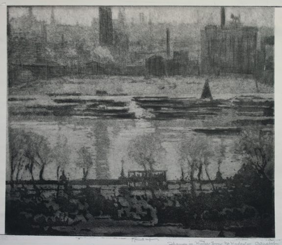 Dark Day on the Embankment by Joseph Pennell at