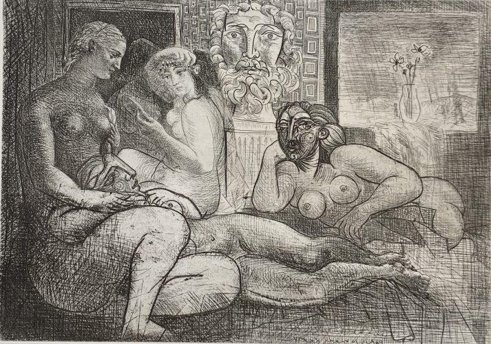 Quatres femmes nues et tête sculpteé from the Vollard Suite by Pablo Picasso