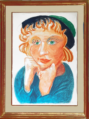 Celia with Green Hat by David Hockney