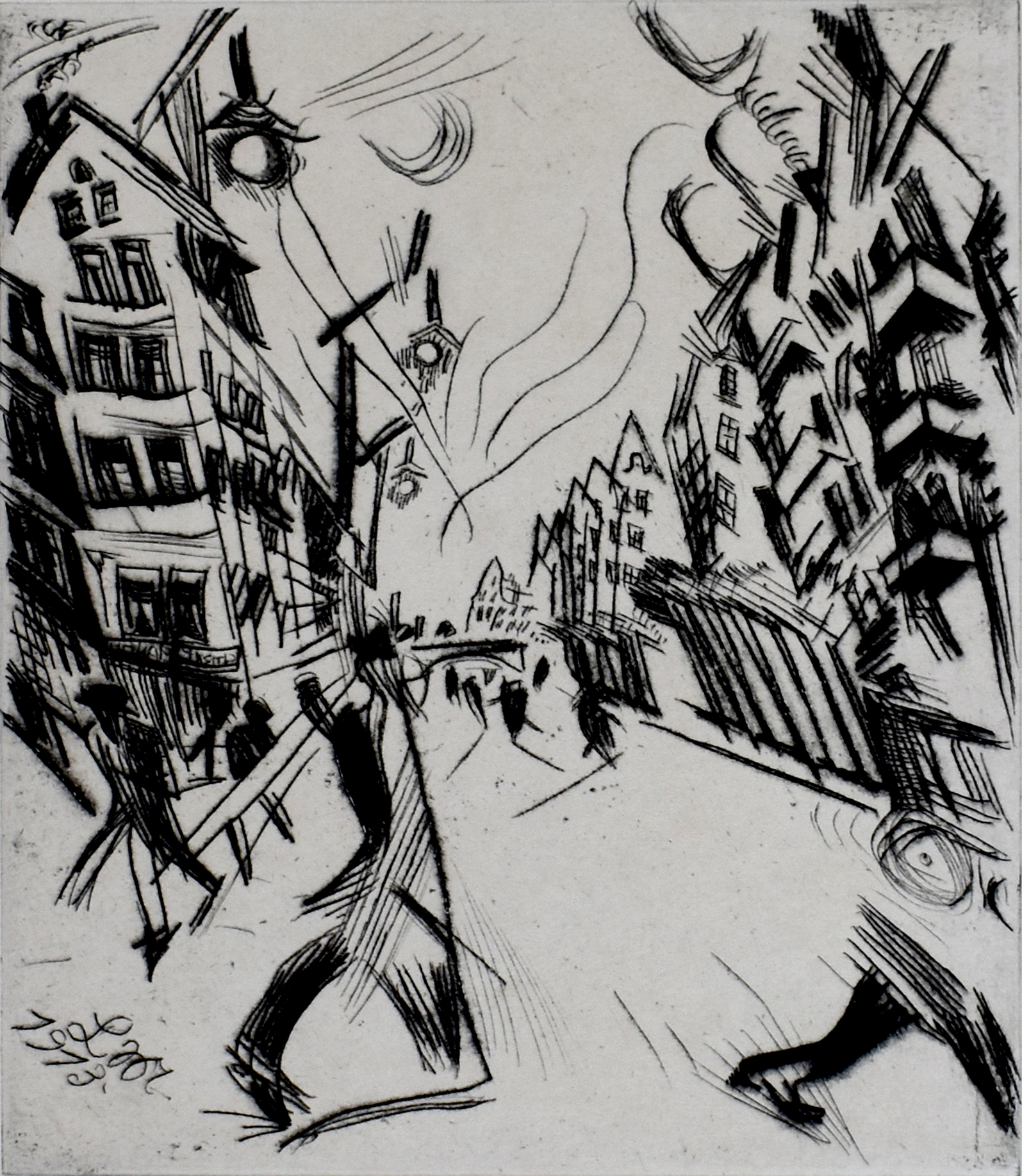 Street in Wilmersdorf, from: The Creators | Straße in Wilmersdorf, von: Die Schaffenden by Ludwig Meidner