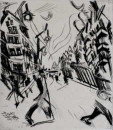 Street in Wilmersdorf, from: The Creators | Straße in Wilmersdorf, von: Die Schaffenden by Ludwig Meidner at Gilden's Art Gallery