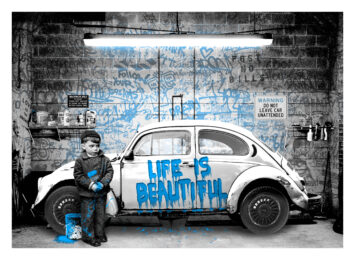 New Paint Job (Blue) by Mr. Brainwash at Taglialatella Galleries