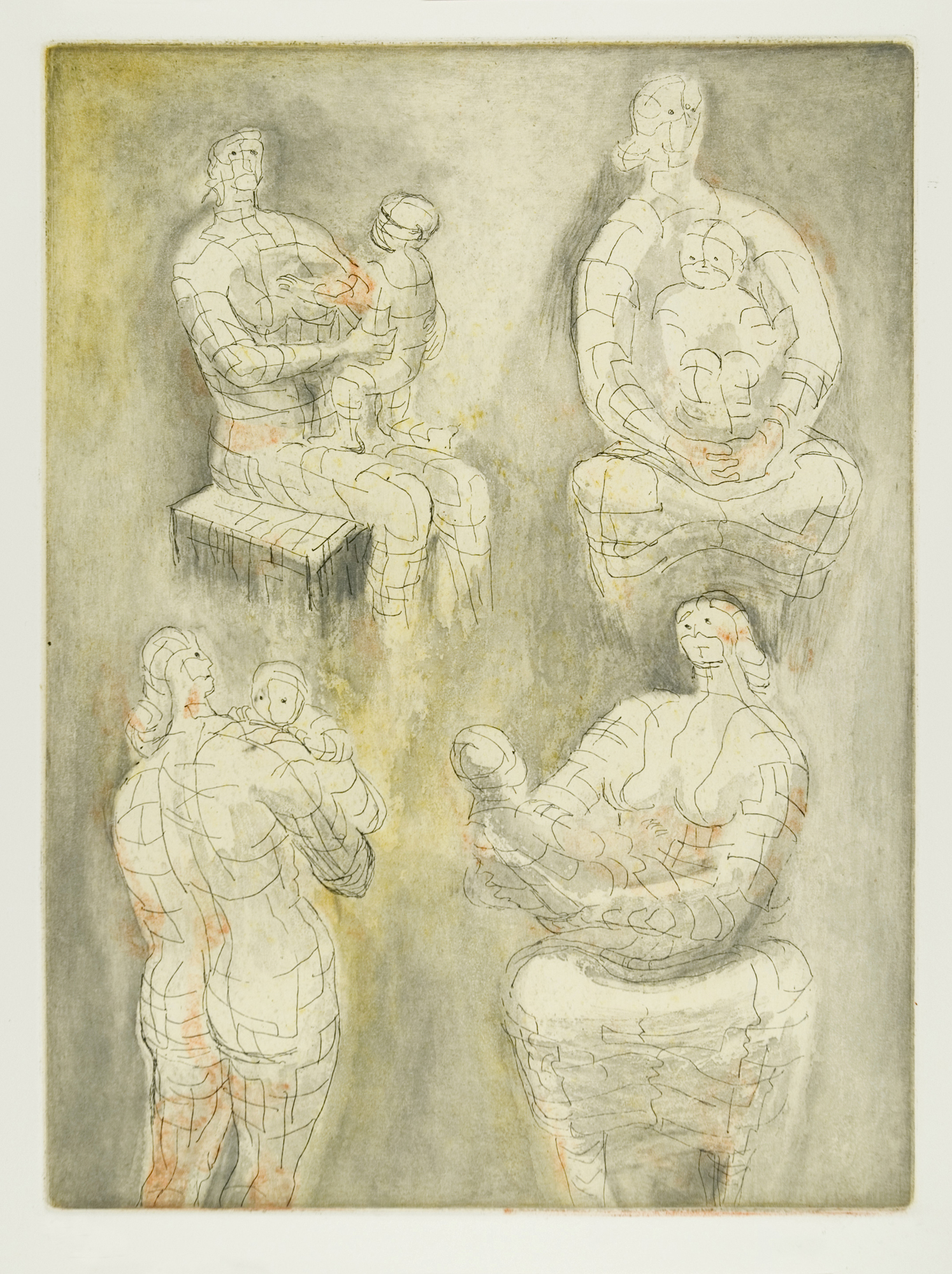Four Mother and Child Studies by Henry Moore