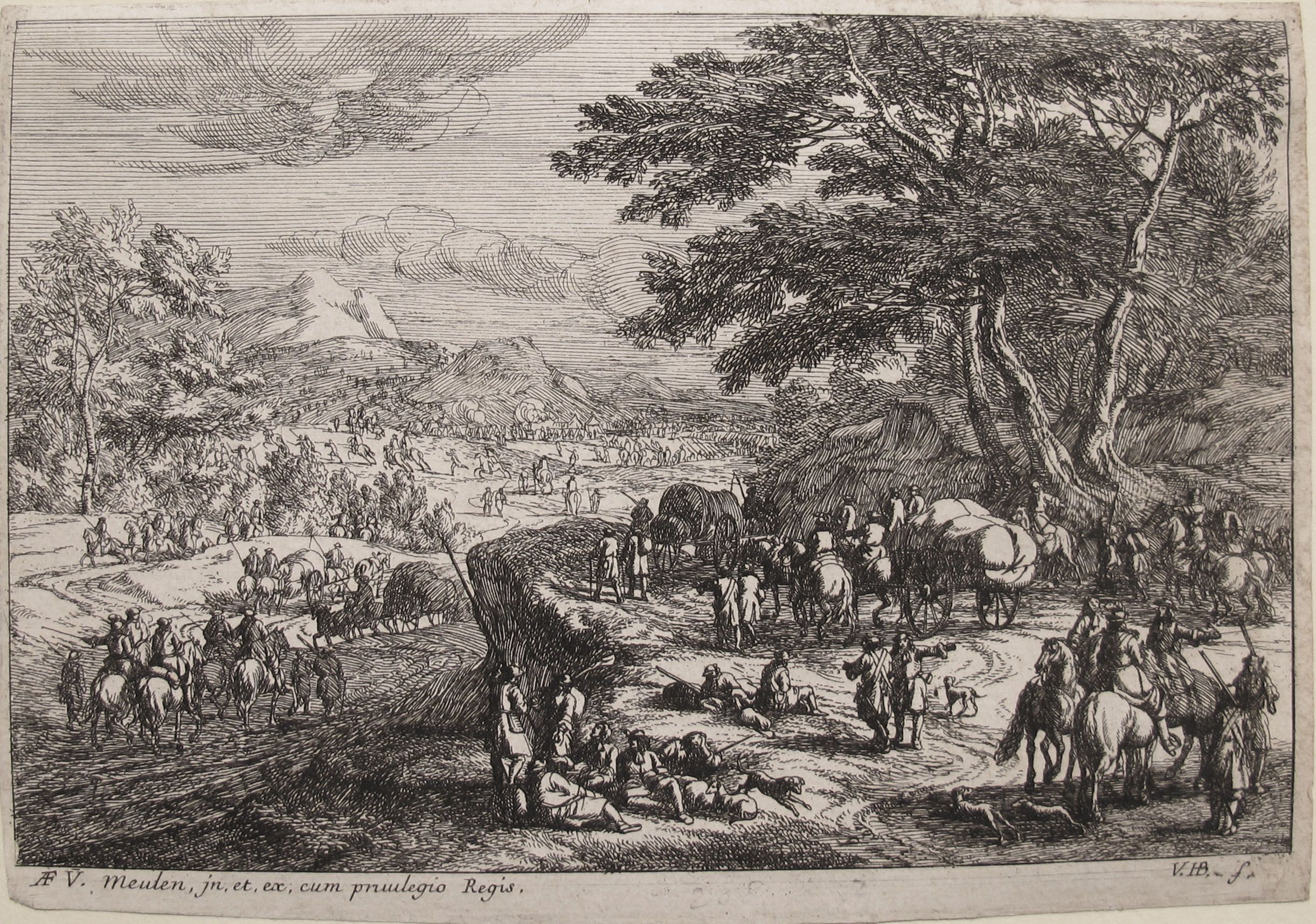 Landscape with Marching Soldiers by Jan Van Huchtenberg