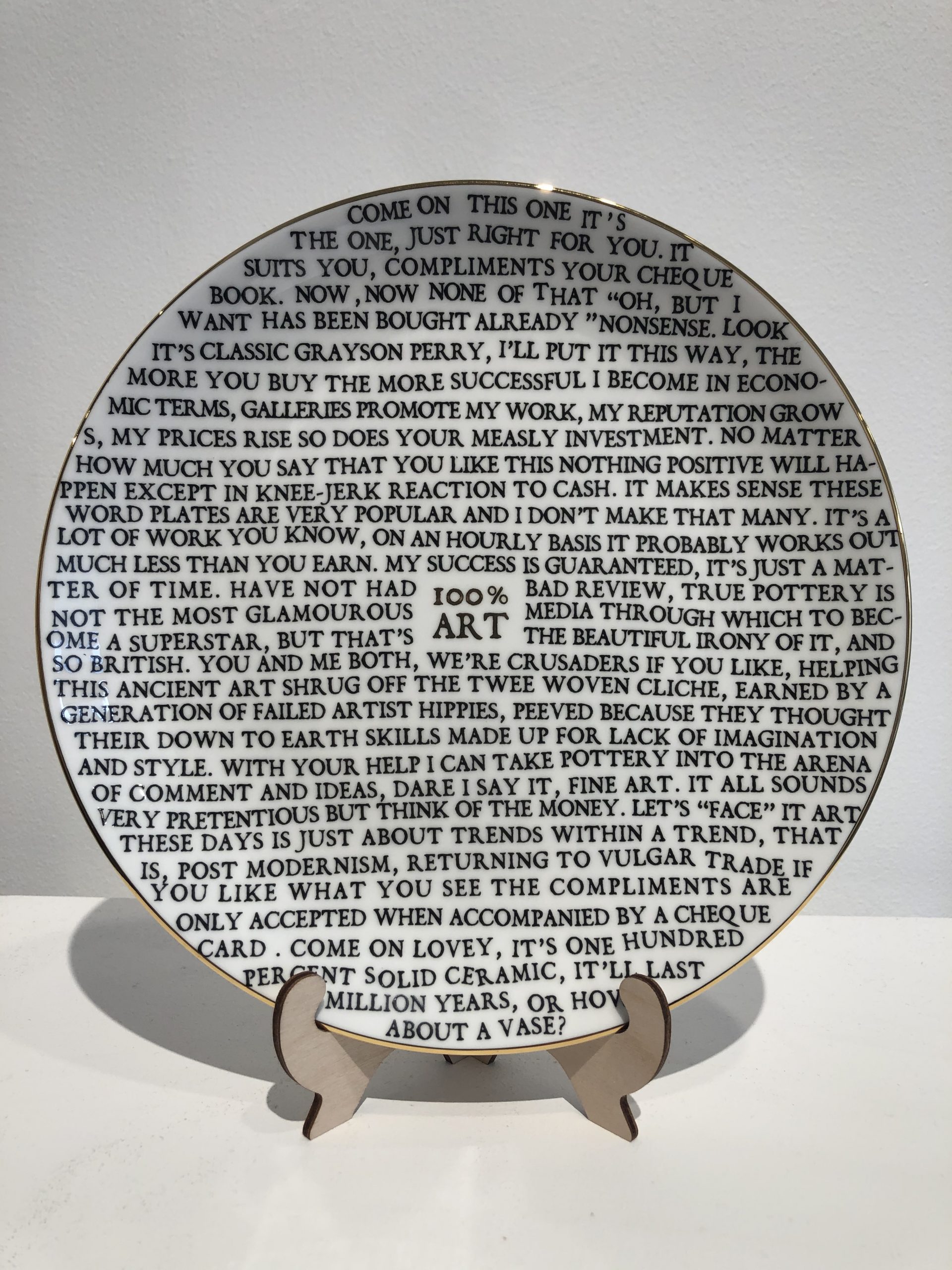 100% Art Plate by Grayson Perry RA