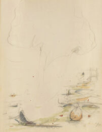 Study for Tongue Cloud Over London with Thames Ball (original drawing) by Claes Oldenburg at Petersburg Press