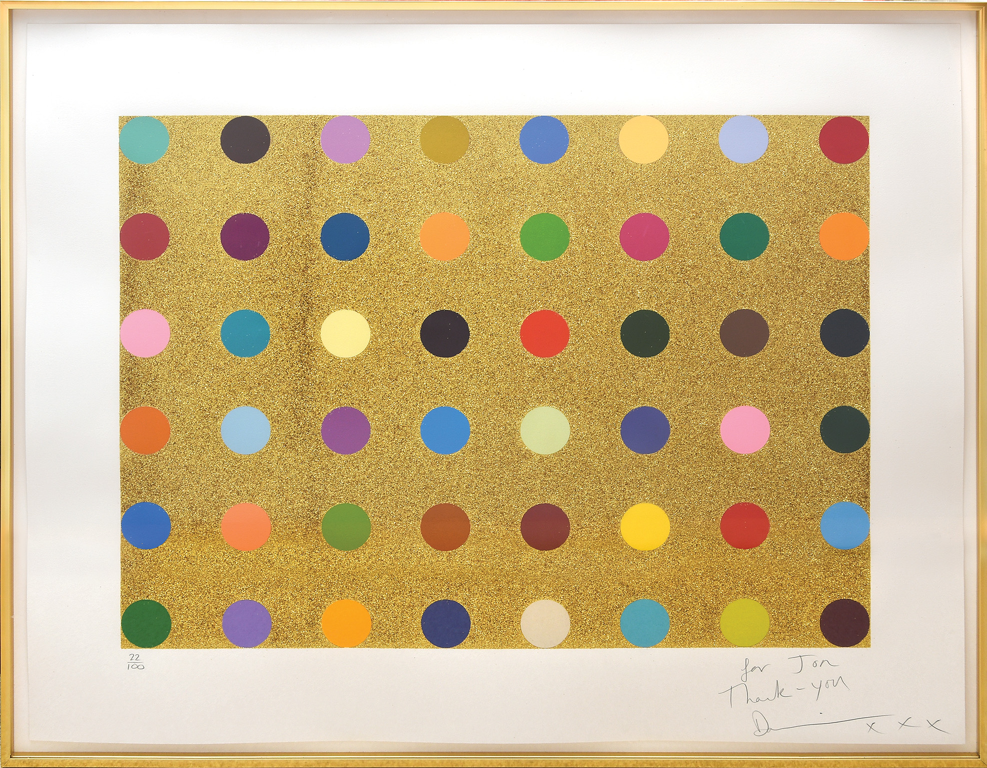 Proctolin (Gold Glitter). by Damien Hirst