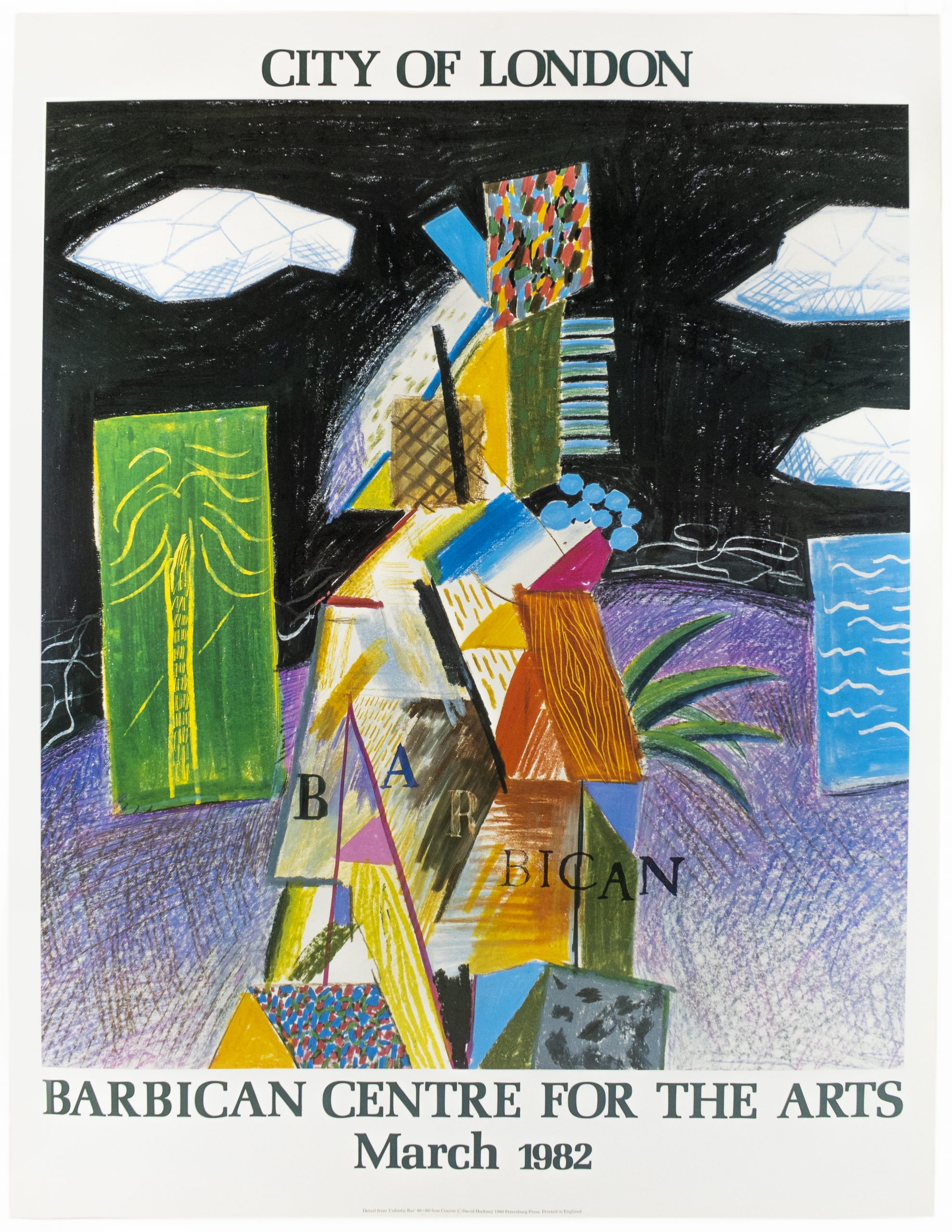Barbican Centre for the Arts, Miami 1982 (Detail from Cubistic Bar 1980) by David Hockney
