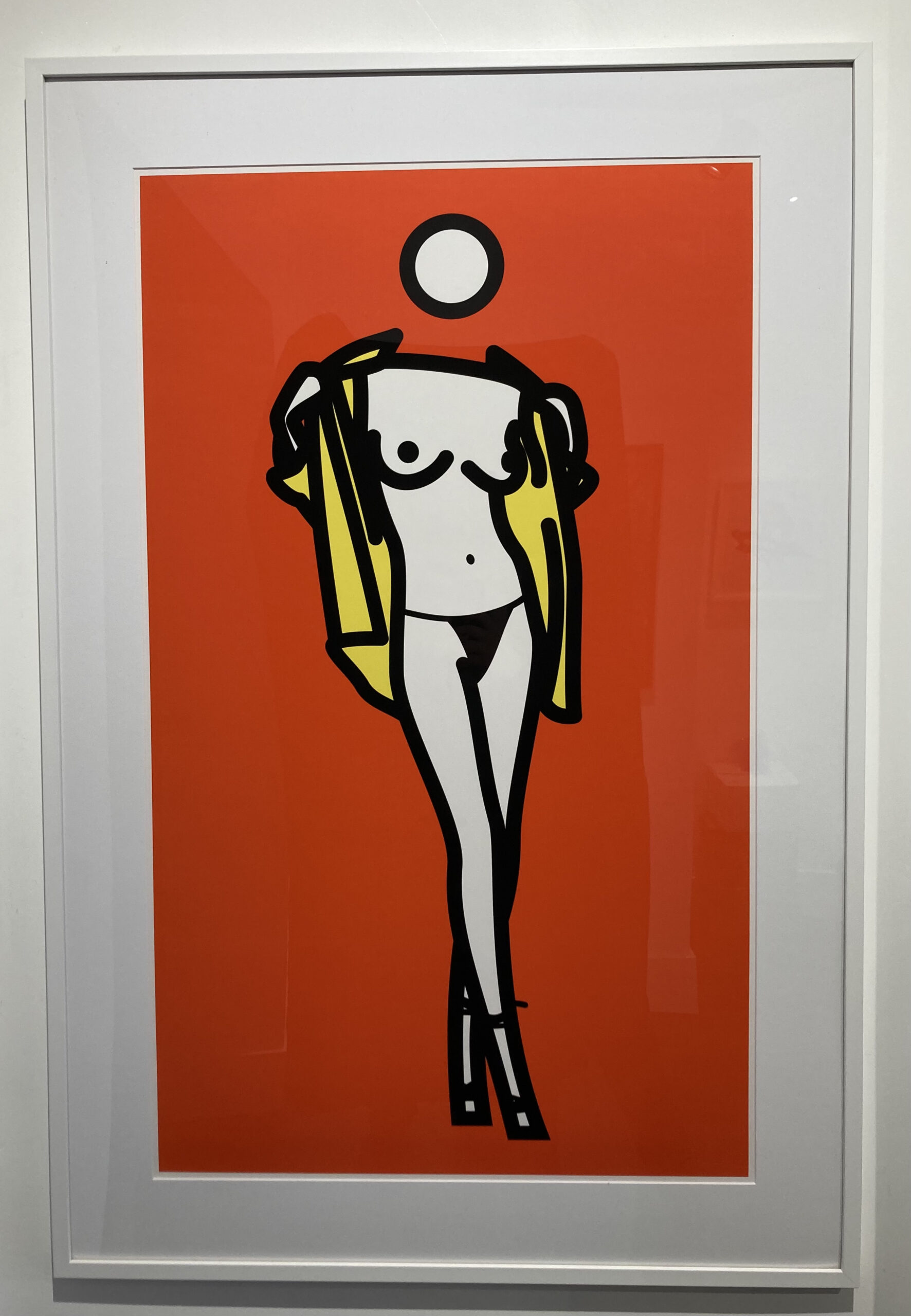 Woman taking off man’s shirt. by Julian Opie