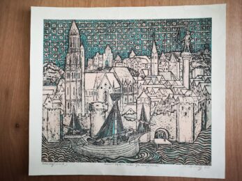 Medieval City No. 2 “Paritius” (after Nuremberg Chronicle 1493) by Natalie d'Arbeloff at Pomegranate Fine Art