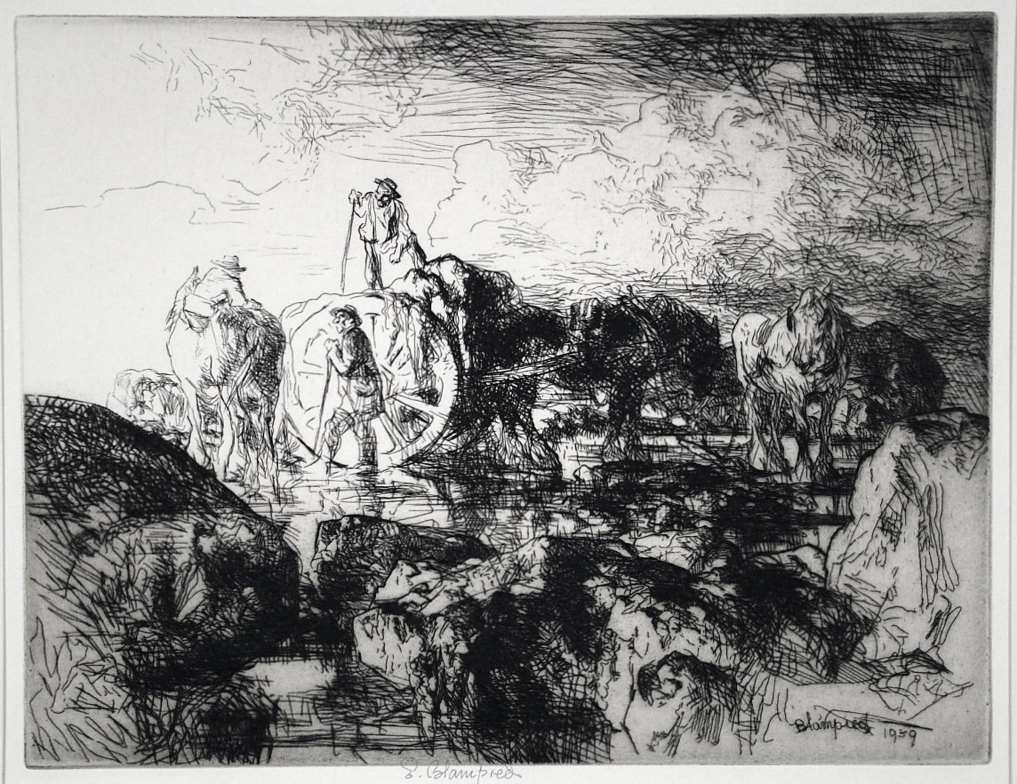 A Jersey Vraic Cart by Edmund Blampied