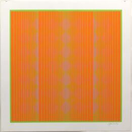 Diamonds Floating in Orange by Julian Stanczak at Gregg Shienbaum Fine Art