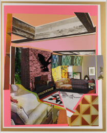 Interior: Fireplace with Blackbird by Mickalene Thomas at Leslie Sacks Gallery