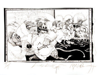 Large Lizard Lounge (Black). by Ralph Steadman at Peter Harrington Gallery