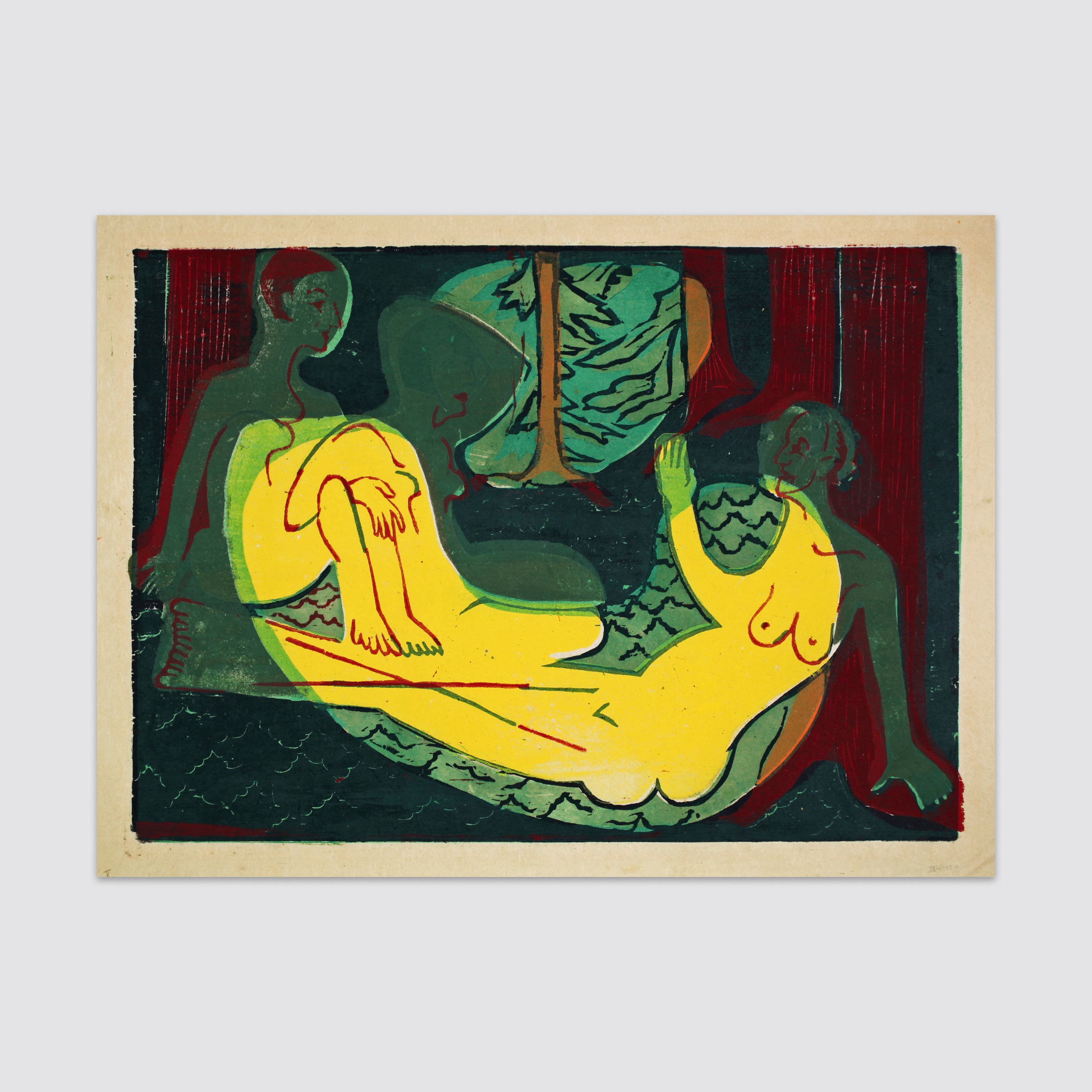 Drei Akte im Walde by Ernst Ludwig Kirchner