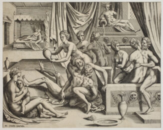 Men and Women at a Bath by Frans Floris at Sarah Sauvin