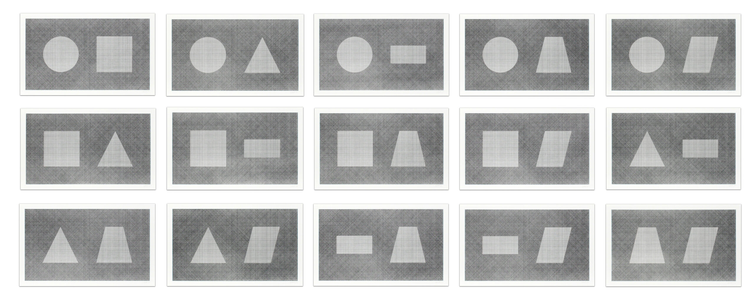 Six Geometric Figures & All Their Combinations (in pairs) by Sol LeWitt