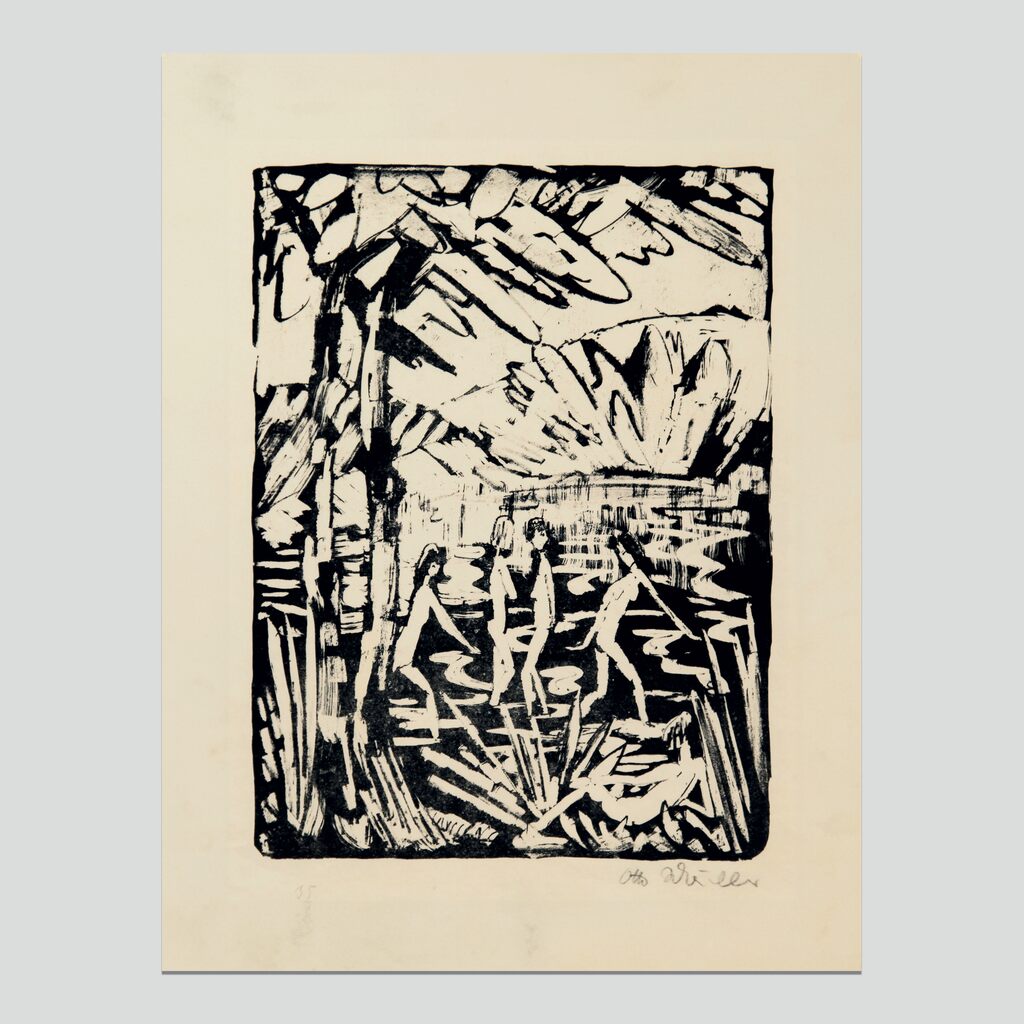 Fünf Mädchen am Waldteich (2) by Otto Mueller