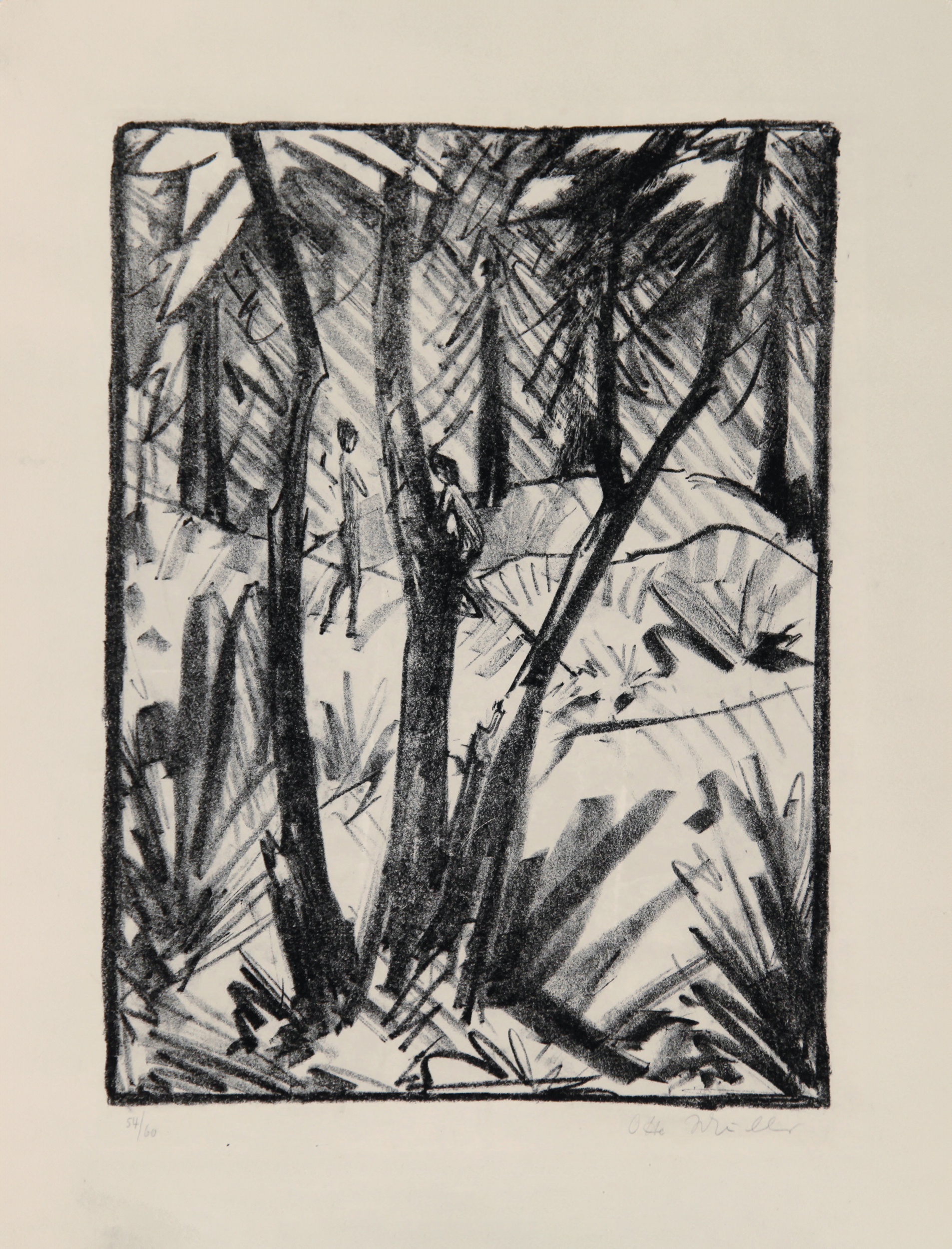 Waldlandschaft mit kleinen Figuren II by Otto Mueller