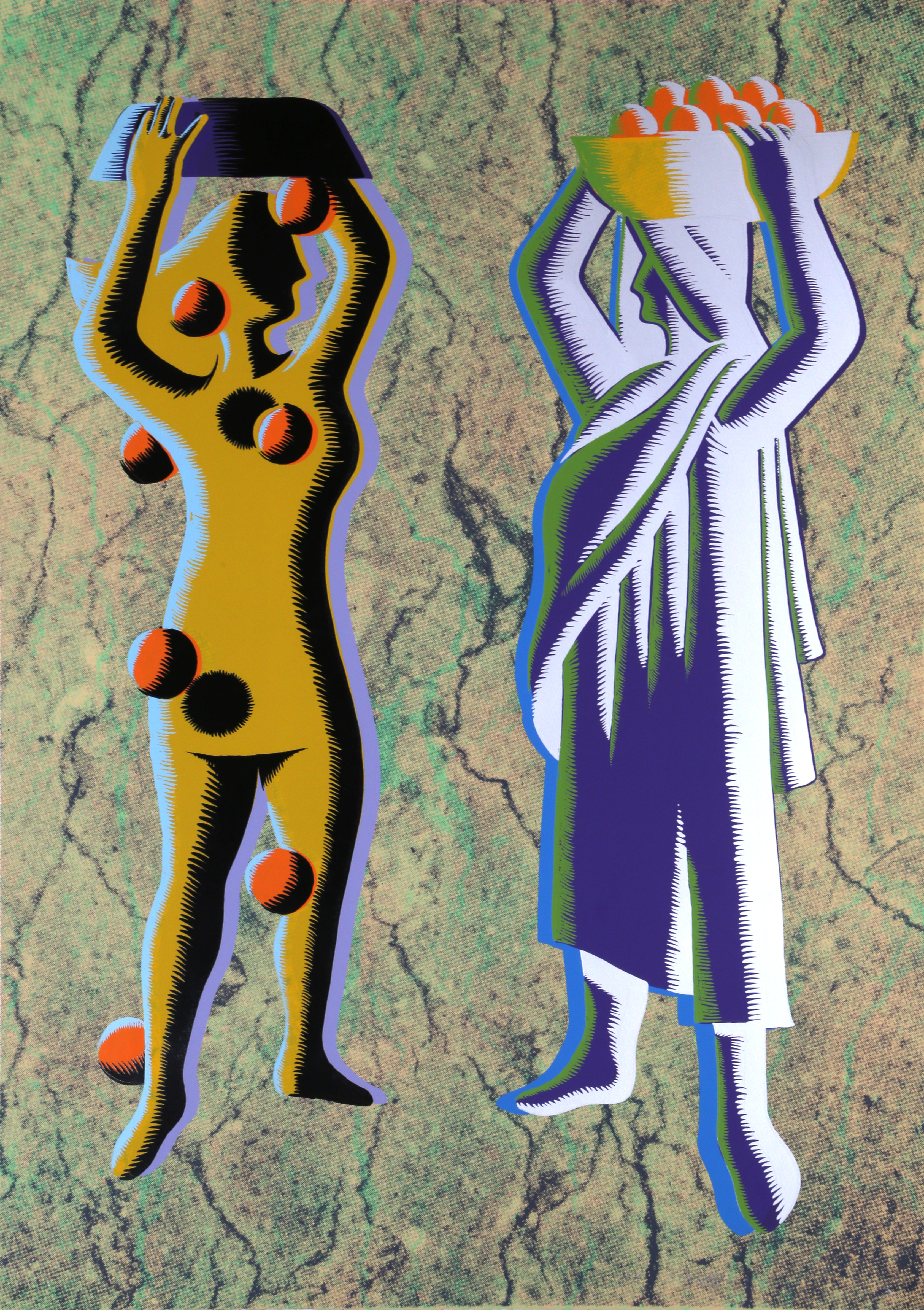 Two Cultures – Green by Mark Kostabi