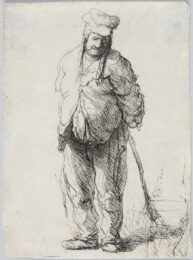 Ragged Peasant with his Hands Behind Him, Holding a Stick by Harmensz van Rijn Rembrandt at Christopher-Clark Fine Art