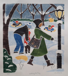 winter Triptych (Left) – Walking the Dog by Martha Ives at ebo Gallery