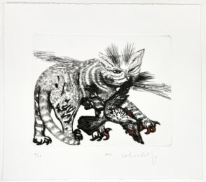 Cat with Red Claws and a Bird by Colin Self at Petersburg Press