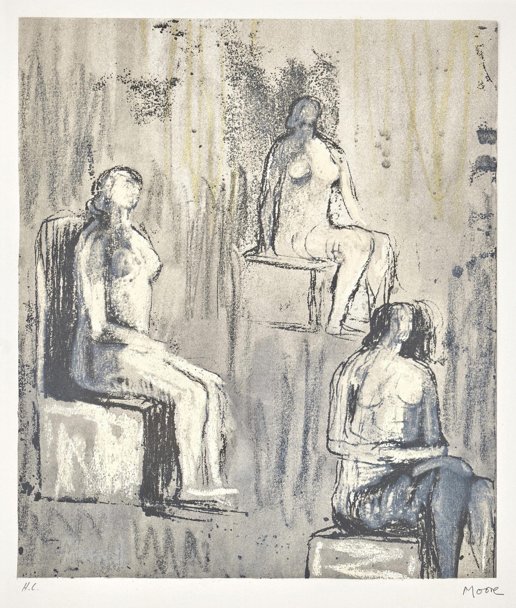 Three Seated Figures by Henry Moore