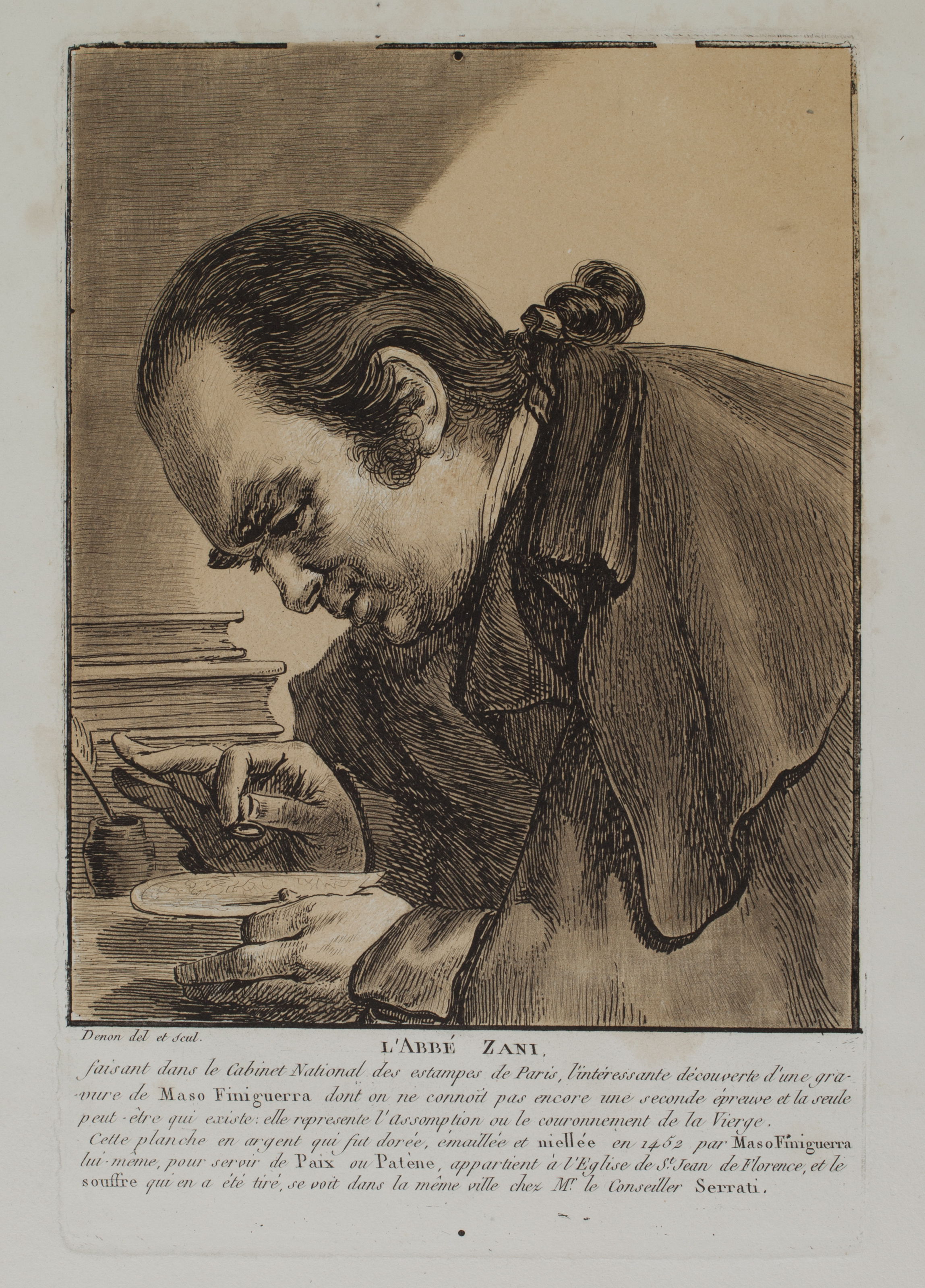 The Abbé Zani making the interesting discovery of an engraving by Maso Finiguerra by Dominique-Vivant Denon