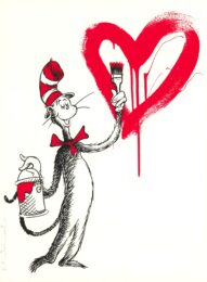 The Cat and The Heart – Red by Mr. Brainwash at Taglialatella Galleries