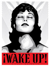Wake Up (White) by Shepard Fairey at Taglialatella Galleries