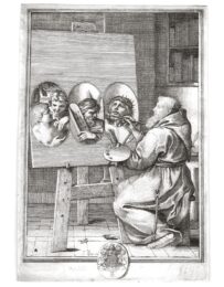 A Monk painting the Symbols of the Fall of Man, Moses receiving the Tables and the Redemption. by Anonymous at Emanuel von Baeyer - Cabinet