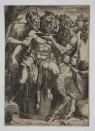 Silenus with two Satyrs, after Luca Penni by Boyvin René at Sarah Sauvin