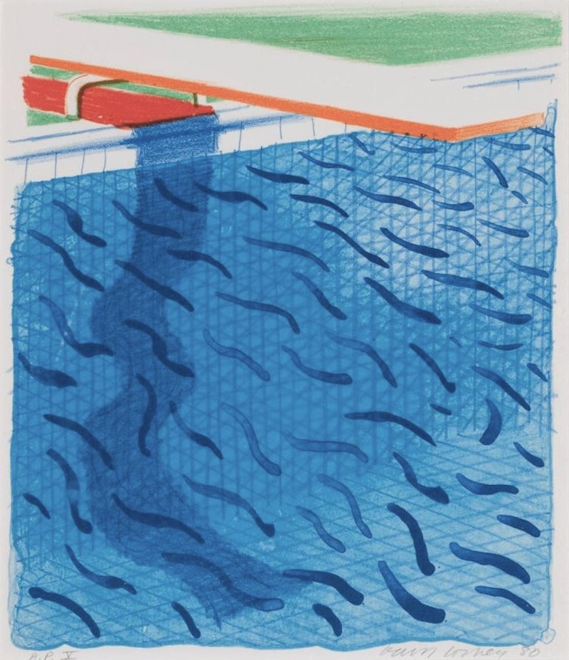 Pool Made with Paper and Blue Ink for Book by David Hockney