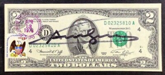 Two Dollar Bill by Andy Warhol at iMuseum Vegas