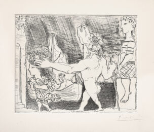Blind Minotaur Guided Through the Night by a Young Girl with Pigeon by Pablo Picasso at Christopher-Clark Fine Art