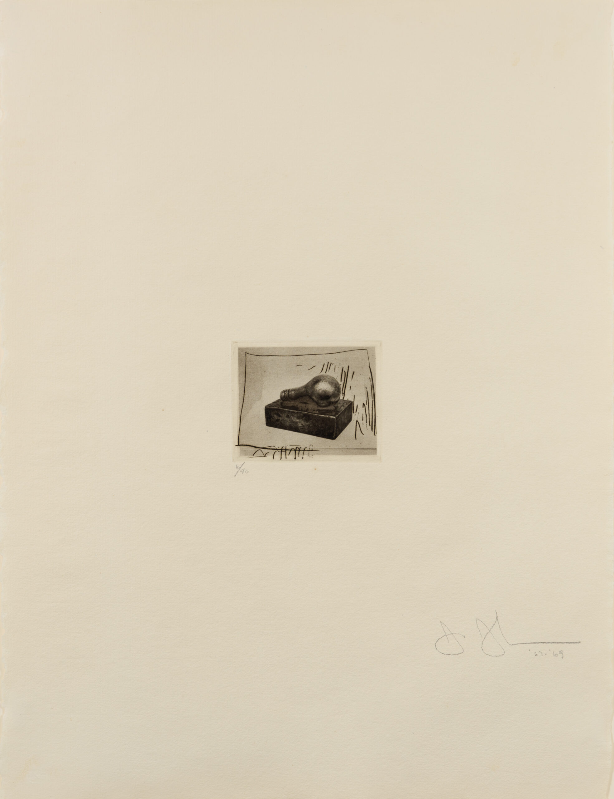 Light Bulb (Small), 1st Etchings, 2nd State by Jasper Johns