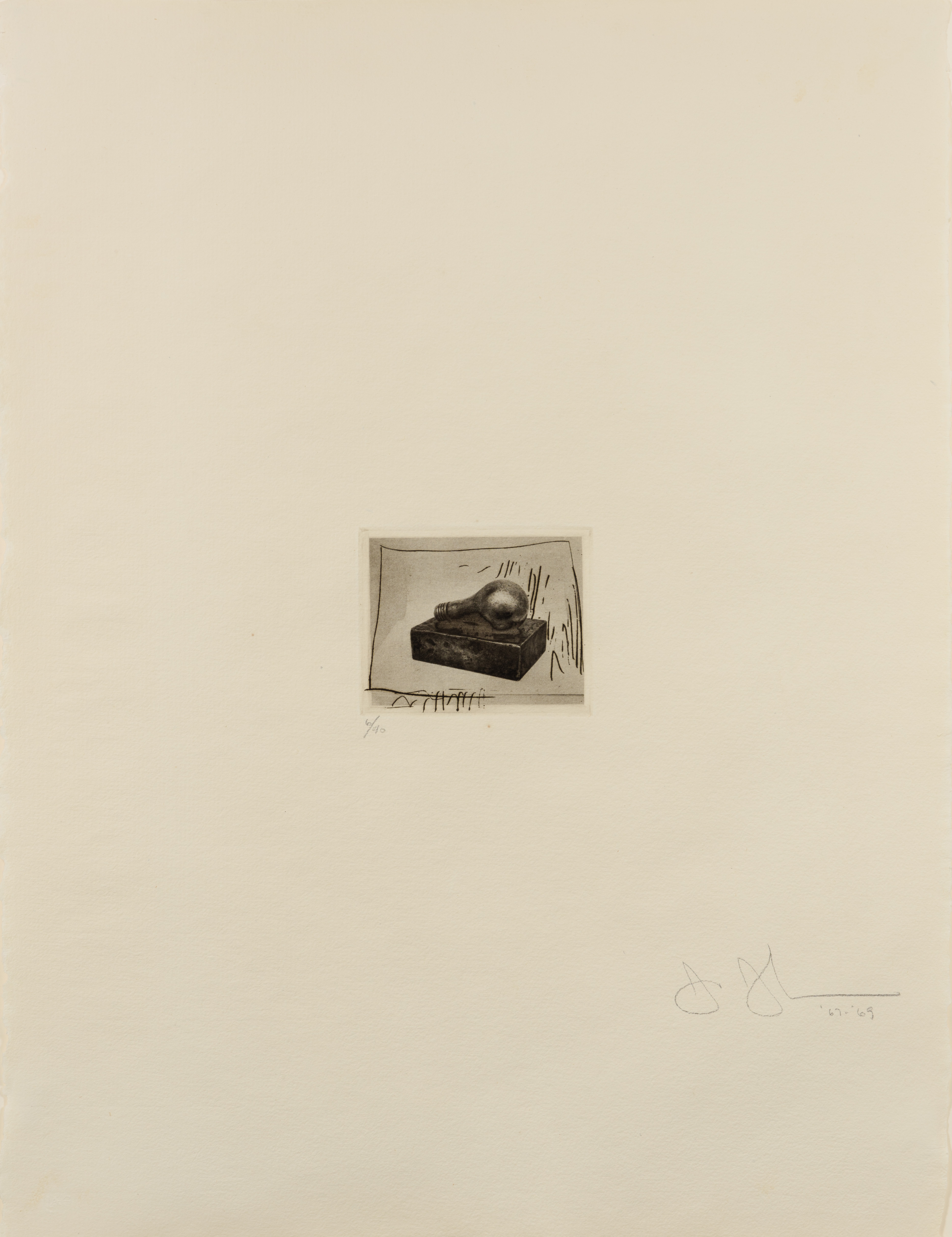 Light Bulb (Small), 1st Etchings, 2nd State by Jasper Johns