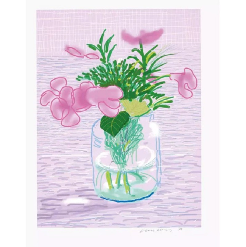 Untitled, 329 Lilacs iPad Drawing by David Hockney