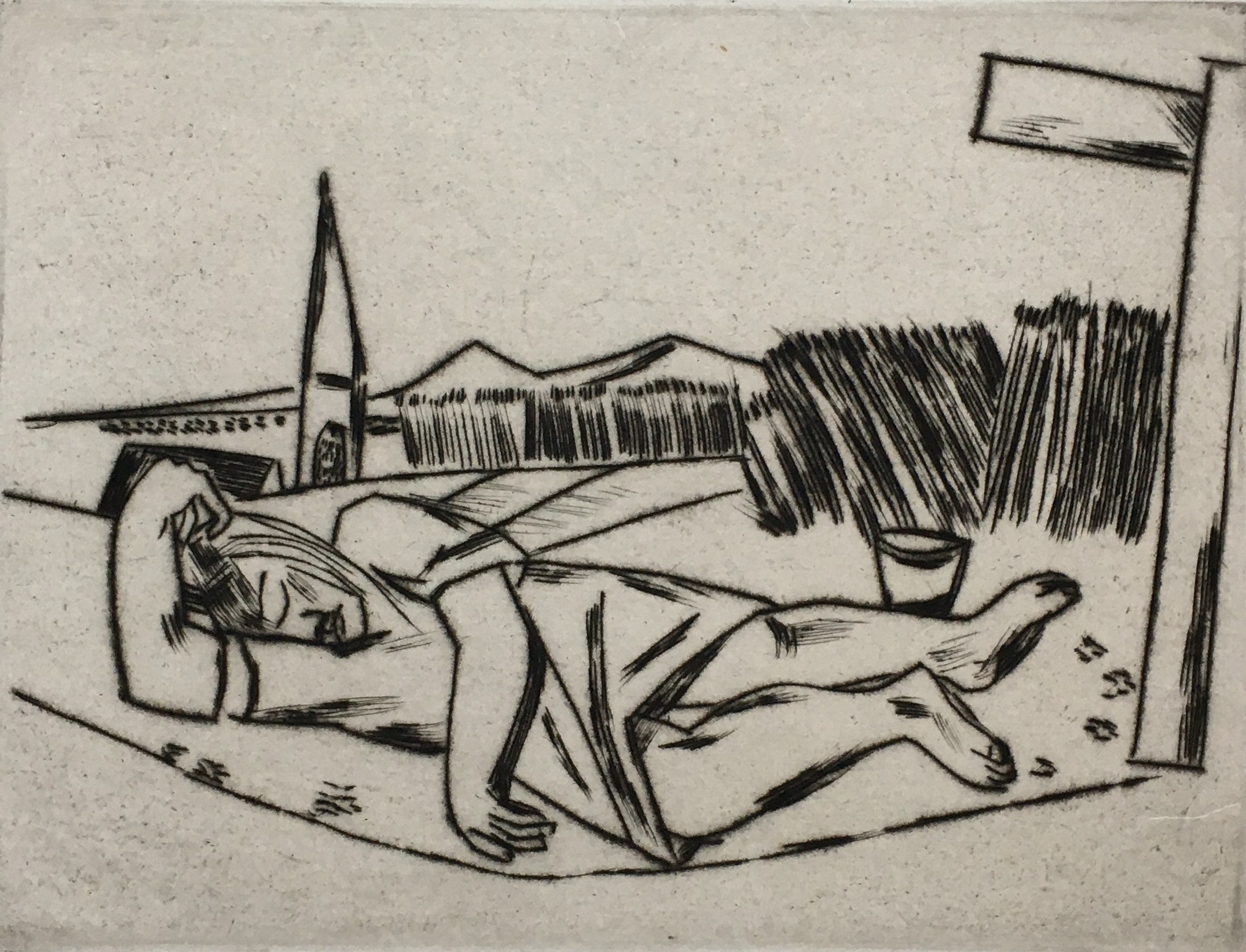 Schlafende Madchen im Kornfeld by Max Beckmann