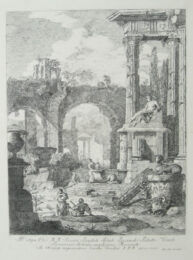 Classical Ruins with a Sphinx by Marco Ricci at Jan Johnson Old Master Modern Prints