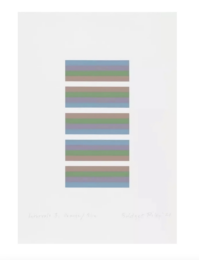 Intervals 3 – orange/blue by Bridget Riley at Dovehouse Contemporary