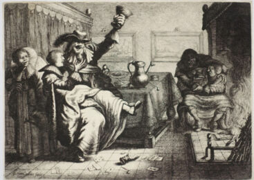 Two amorous Couples at an Inn by Johannes Gillisz van Vliet at Jan Johnson Old Master Modern Prints