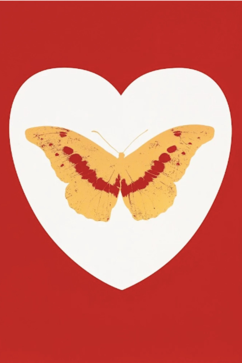 I Love You (white, coral, oriental gold, cool gold) by Damien Hirst