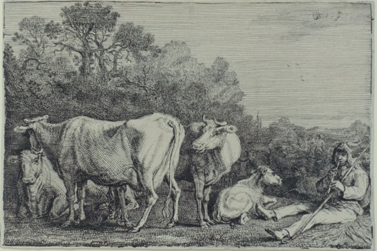 A Cowherd playing his Horn by Gerrit Claesz Bleker
