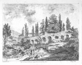 View of the entrance to Tivoli and the walls of the Villa d’Est by Jean-Claude-Richard Saint-Non at Jan Johnson Old Master Modern Prints