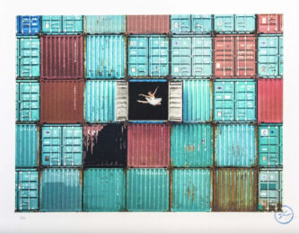 The Ballerina Jumping in Containers, Le Havre, France by JR at Dovehouse Contemporary