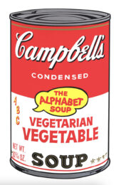 Campbell’s Soup Can: Vegetarian Vegetable Soup (11.56) by Andy Warhol at Dovehouse Contemporary