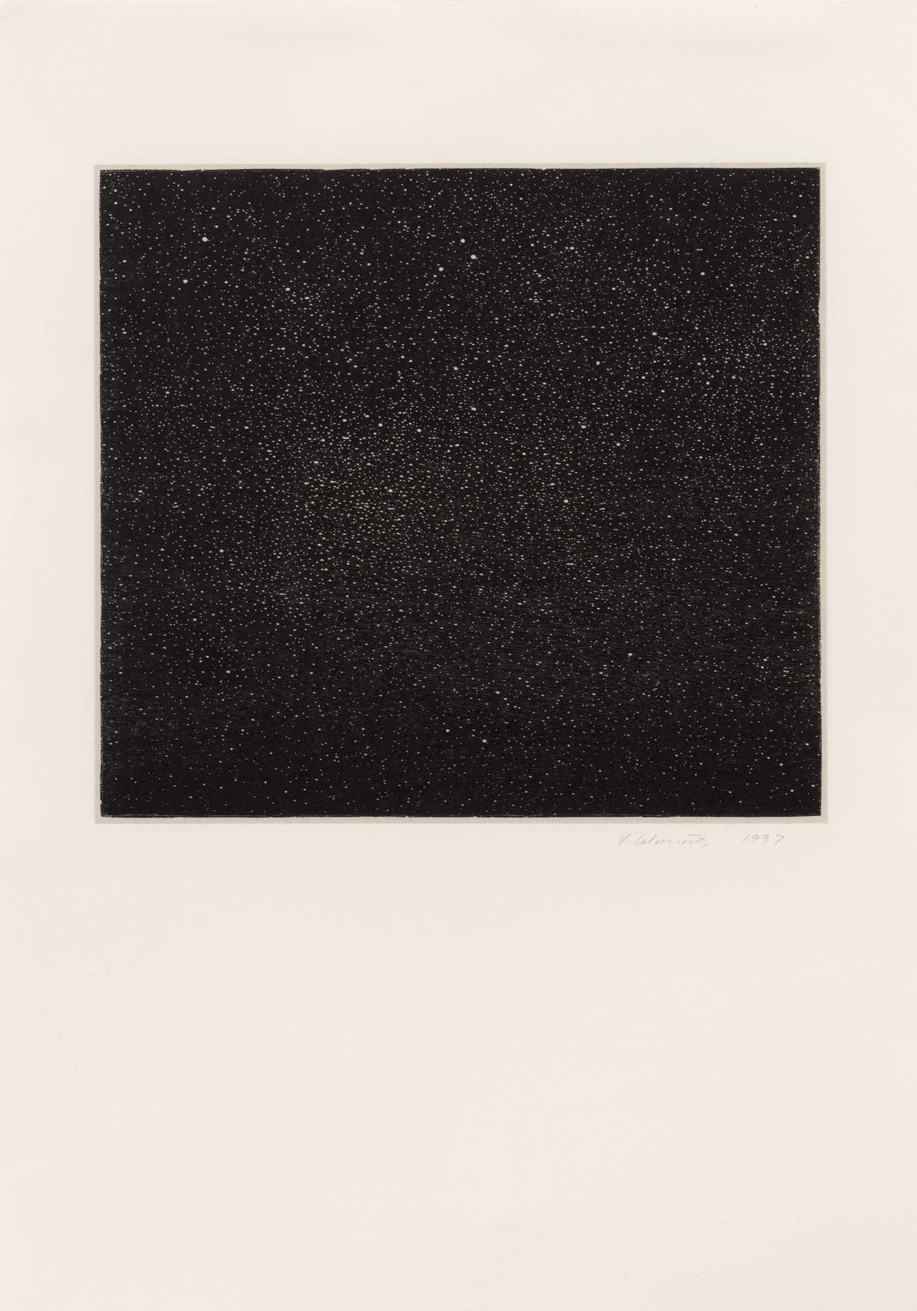 Night Sky Woodcut by Vija Celmins