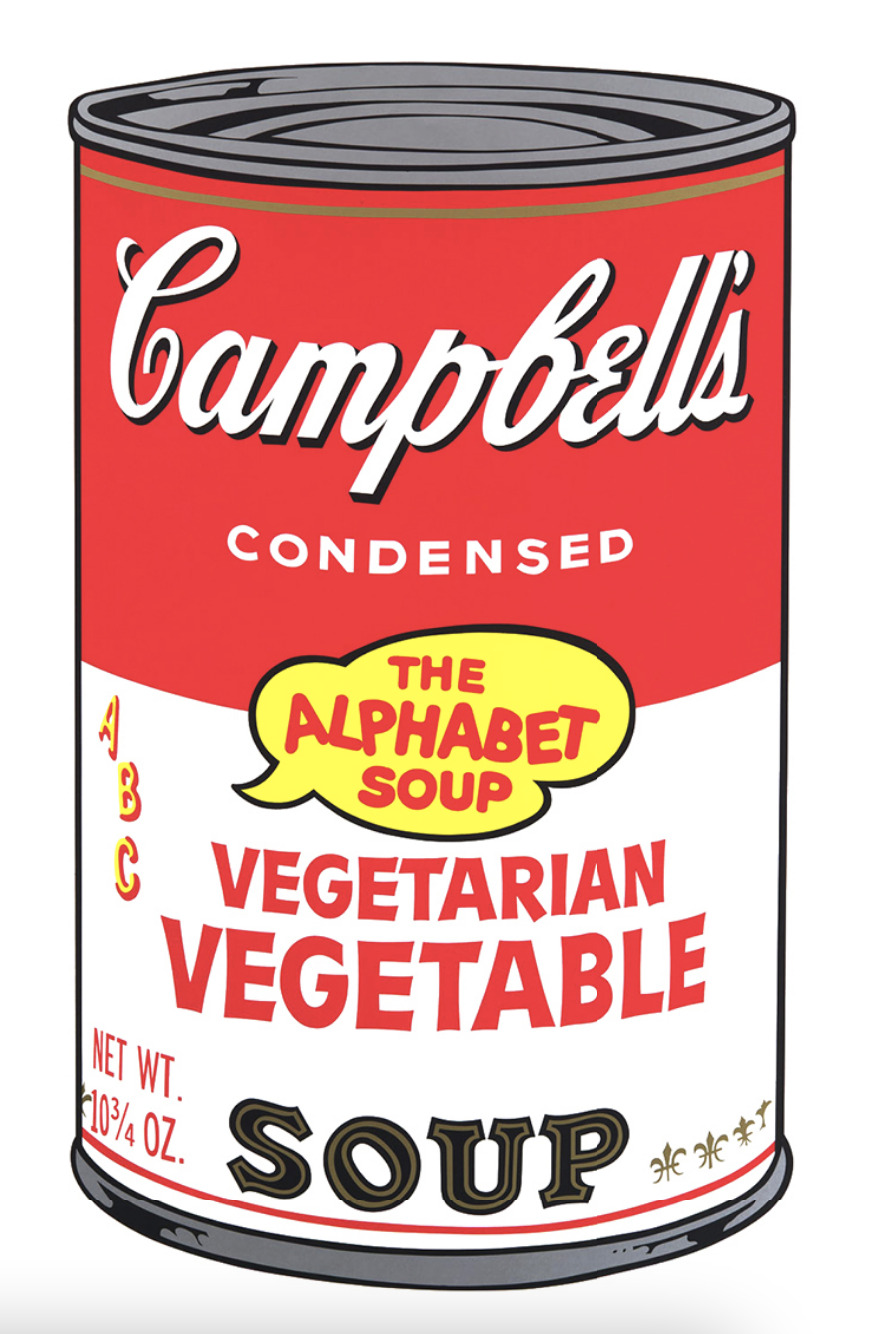 Campbell’s Soup Can: Vegetarian Vegetable Soup (11.56) by Andy Warhol